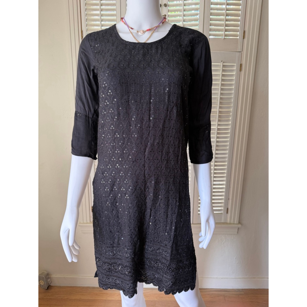 Women's‎ Unbranded Black Sequin Embroidered Kurta